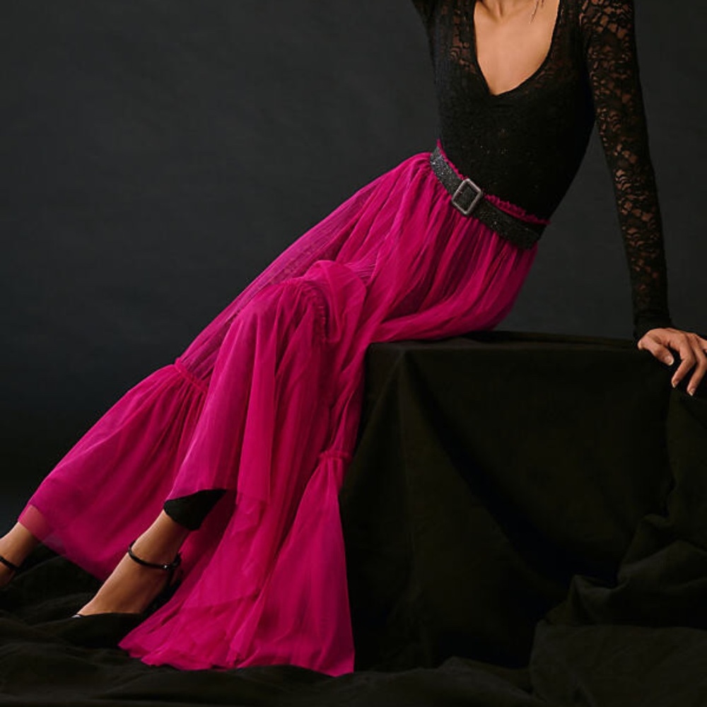 Anthropologie Geisha Designs Sheer Tulle Skirt Purple in XS